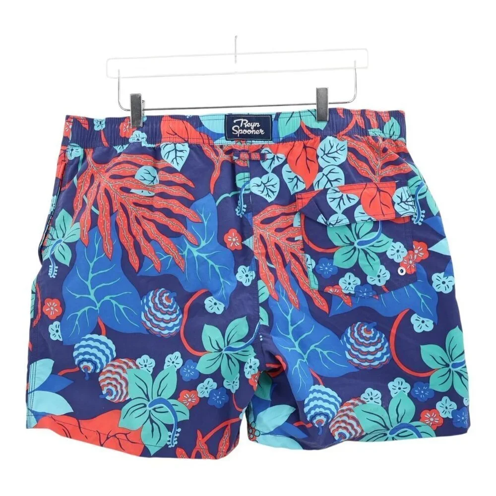 Reyn Spooner Swimming Trunks Shorts Size 2XL Blue Red Maritime Sea Floral